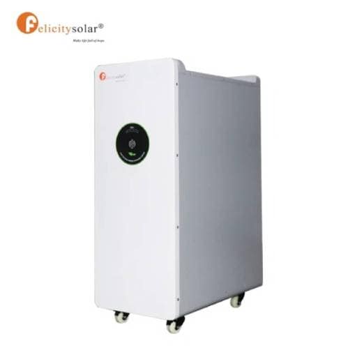 Felicity 15KWH Lithium Battery 1 Felicity Solar inverter unit on castors, side view