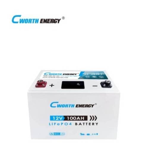 Cworth 12V Lithium Battery 8 Cworth Energy 12V 100Ah LiFePO4 battery unit, front view